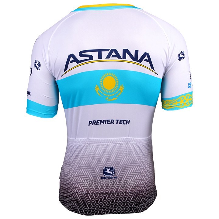 2018 Fahrradbekleidung Astana Wei Blau Trikot Kurzarm und Tragerhose